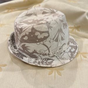 Tan & Cream Tropical Beachy Fedora Hat / Cap. Palms & Fronds.